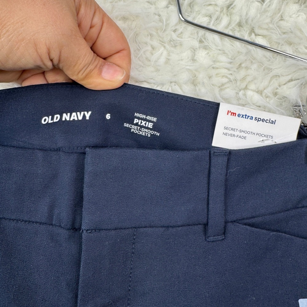Old Navy Pixie High Rise Pants 6 Navy Blue Business Casual Professional Ankle - Picture 3 of 9
